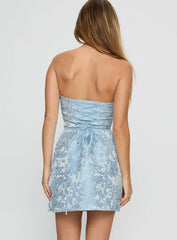 Heaven Sent Strapless Mini Dress Blue
