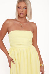 Kayt Strapless Dress - Butter Yellow