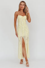 Frannie Vertical Ruffle Maxi Dress Lemon