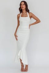 Fire Of Stars Halterneck Midi Dress White