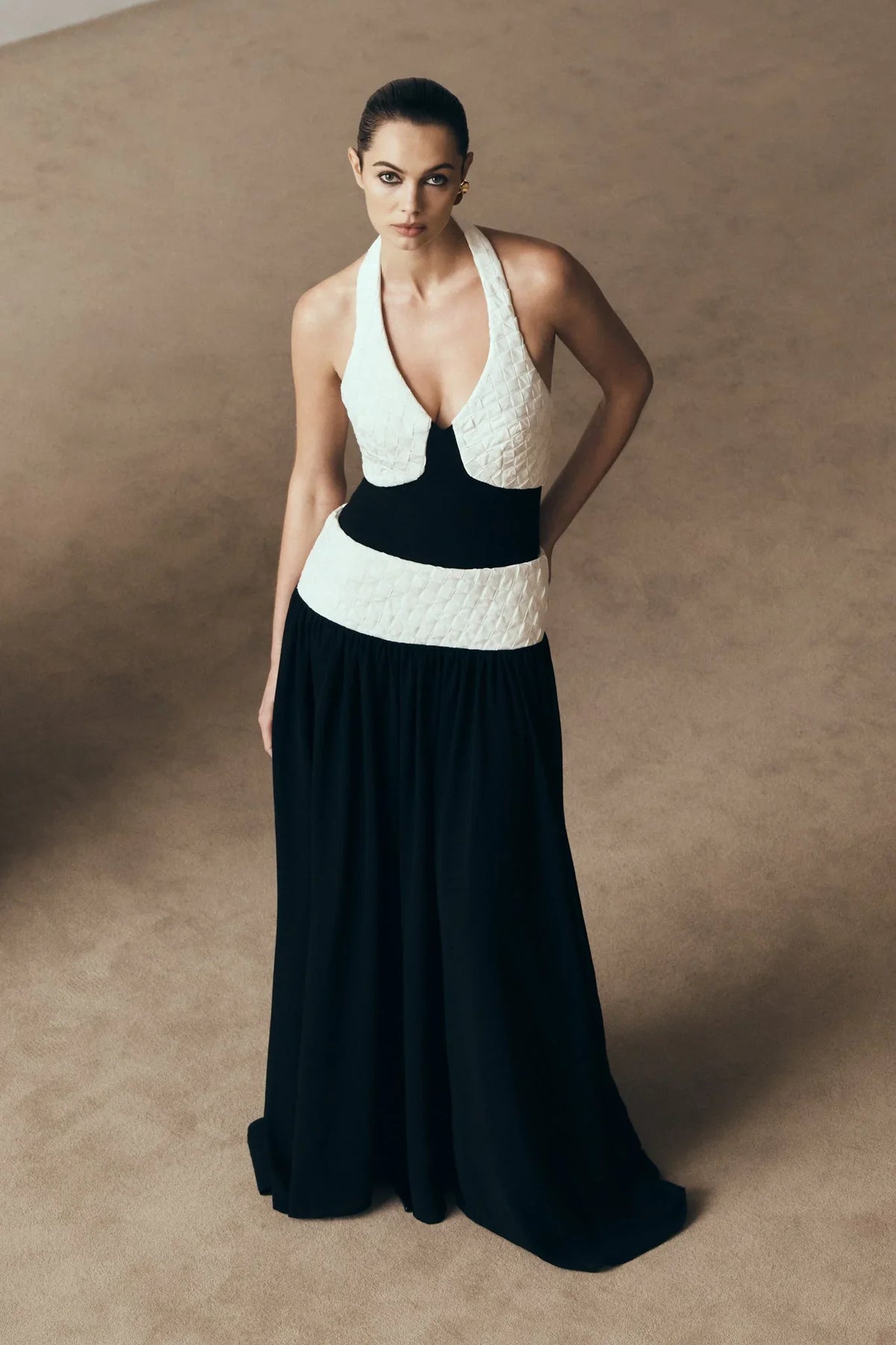 Celine Chiffon Maxi Dress - Black/White