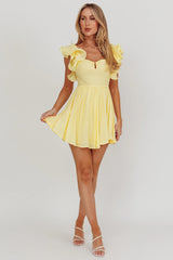 Sunday Dreams Ruffle Strap Mini Dress Yellow