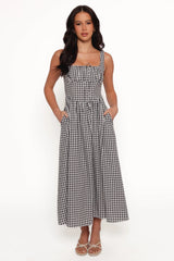 Kinslee Midi Dress - Black Gingham