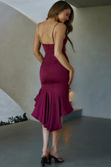 Lake Como Fitted Bodice High-Low Hem Dress Cherry