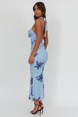 One Night Cowl Halterneck Maxi Dress Lily Blue
