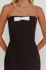 Cocktail Party Strapless Bow Bust Maxi Dress Black