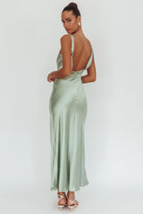 Good Intentions Cowl Neck Open Back Maxi Dress Sage