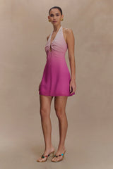 Malakhai Chiffon Halter Mini Dress - Ombre Pink