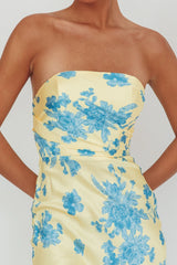 City Of Stars Strapless Maxi Dress Floral Yellow