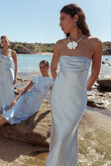 Moon Song Strapless Laced Back Dress Midnight Blue