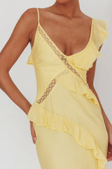 La Estrella Ruffle And Lace Trim Maxi Dress Butter