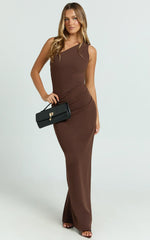 Criselda Maxi Dress One Shoulder Maxi Dress in Chocolate