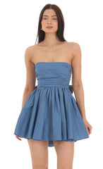 Strapless A-line Dress in Blue