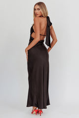 Jaila Mesh Bodice Halter Maxi Dress Black