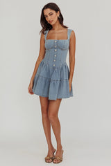 Deep Dive Square Neck Mini Dress Denim