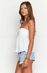Klee White Strapless Tie Back Top