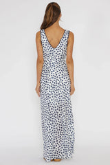 Miss Divine V-Neck Maxi Dress Flower Blue