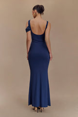 Janette Recycled Nylon And Mesh Sleeveless Maxi Dress - Navy