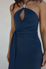 Yours With Love Halter Maxi Dress Navy