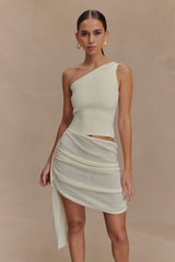 Cali Drape Skirt Knit Mini Dress - Ivory
