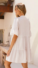 Tarnie Mini Dress - Beige Stripe