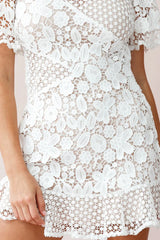 Reinhart Short Sleeve Crochet Lace Dress White