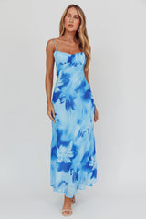 Nerida Low Back Twist Maxi Dress Lily Blue