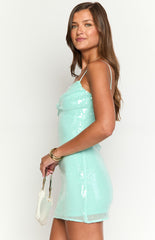 Honey Aqua Sequin Mini Dress