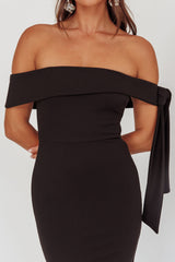 Aurora Sky Off-Shoulder Tie Maxi Dress Black