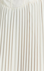 Loretta Midi Dress Lace Up Back Bustier Pleated Dress in Cream