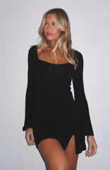 Round My Head Long Sleeve Mini Dress Black